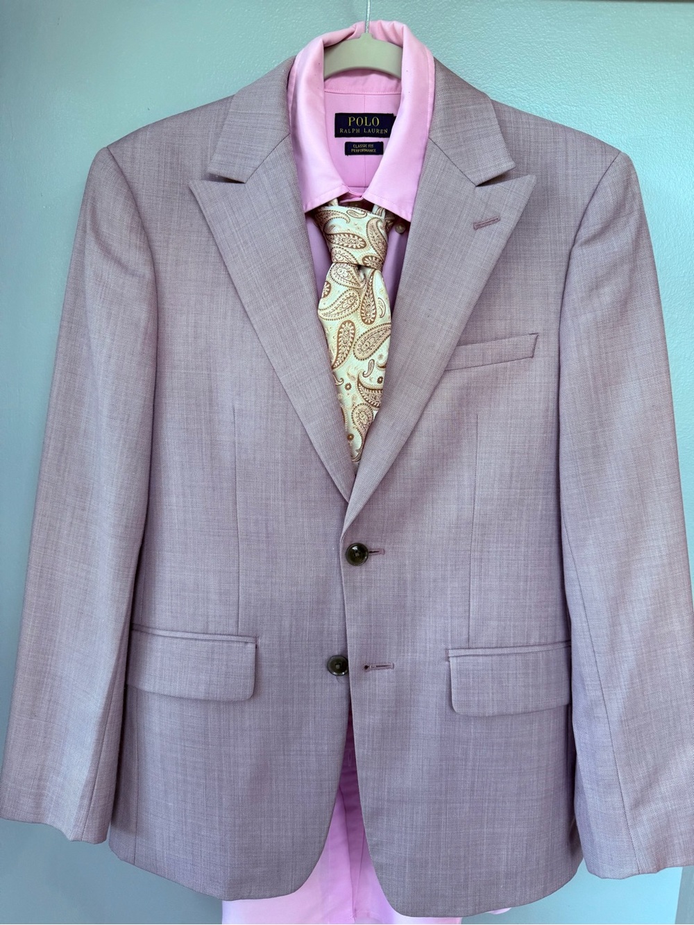 Calvin Klein Men’s Light Beige Single-Breasted Suit Blazer